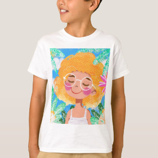 T-shirt Petite fille aux fleurs