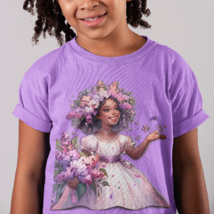 T-Shirt Petite Fille Avec De Belles Fleurs De Printemps