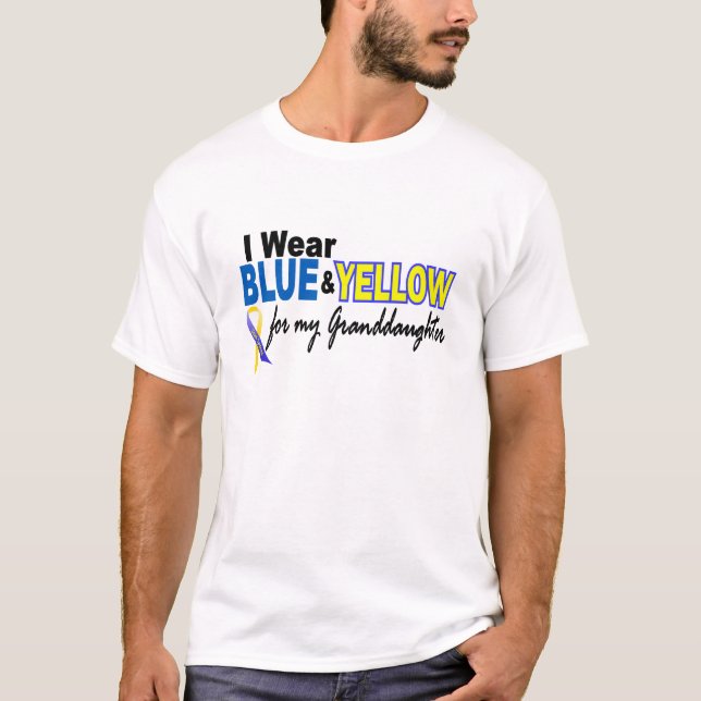 T-shirt Petite-fille bleue et jaune 2 d'usage de syndrome (Devant)