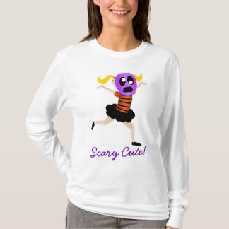 T-shirt Petite fille dans un Masque d'Halloween "Scary mig