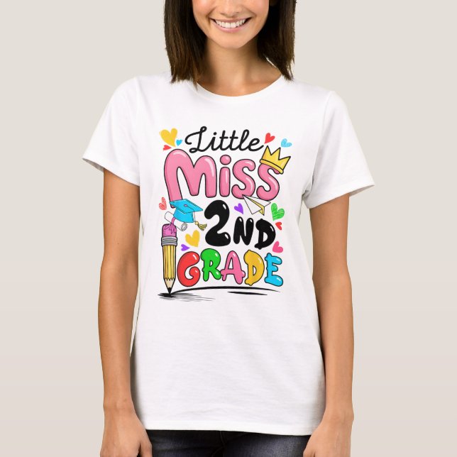 T-shirt Petite Fille de 2e Année Ck Mignon À l'École  (Devant)