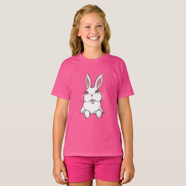 T-shirt Petite fille de Pâques Bunny Tee - shirt de Pâques (Devant entier)
