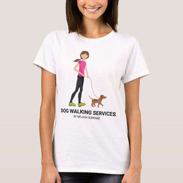 T-shirt Petite Fille Et Chien Brown - Services De Promenad (Devant)