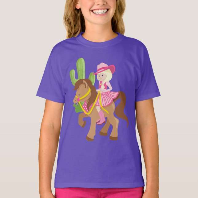 T-shirt Petite fille mignonne sur Pony (Devant)