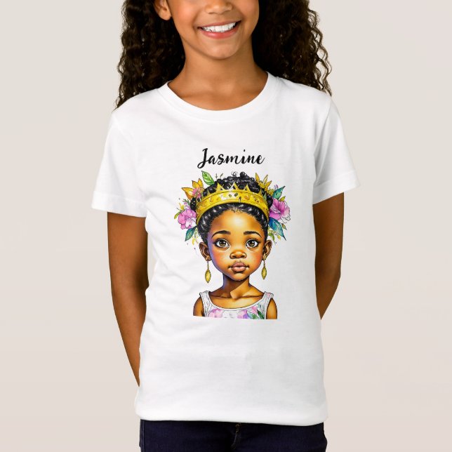 T-Shirt Petite fille personnalisée Princesse de couleur (Devant)