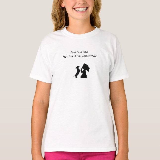 T-shirt Petite Fille Priant Avec Chemise Dachshund (Devant)