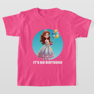 T-shirt Petite fille Princesse Anniversaire personnalisabl