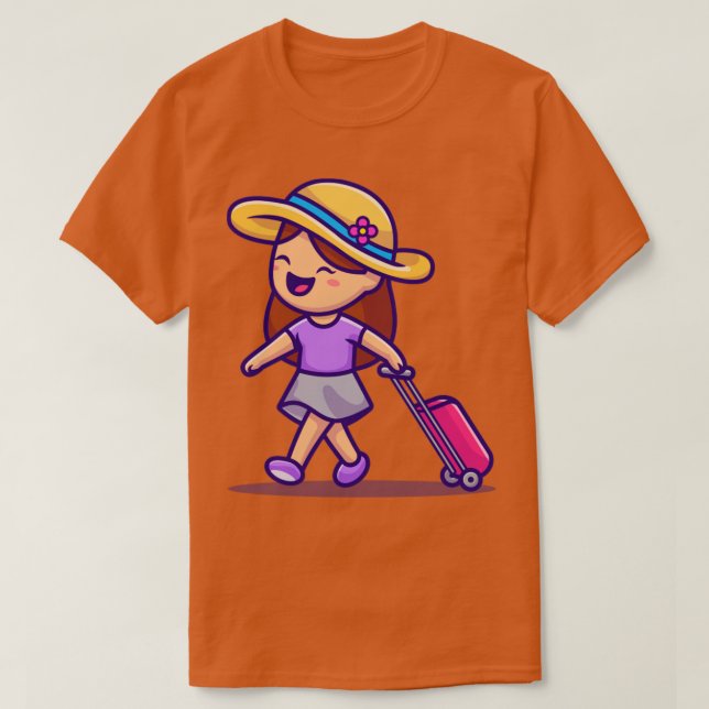 T-shirt Petite fille voyageant (Design devant)