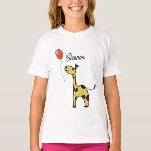 T-shirt petite girafe mignonne avec ballons Chemise