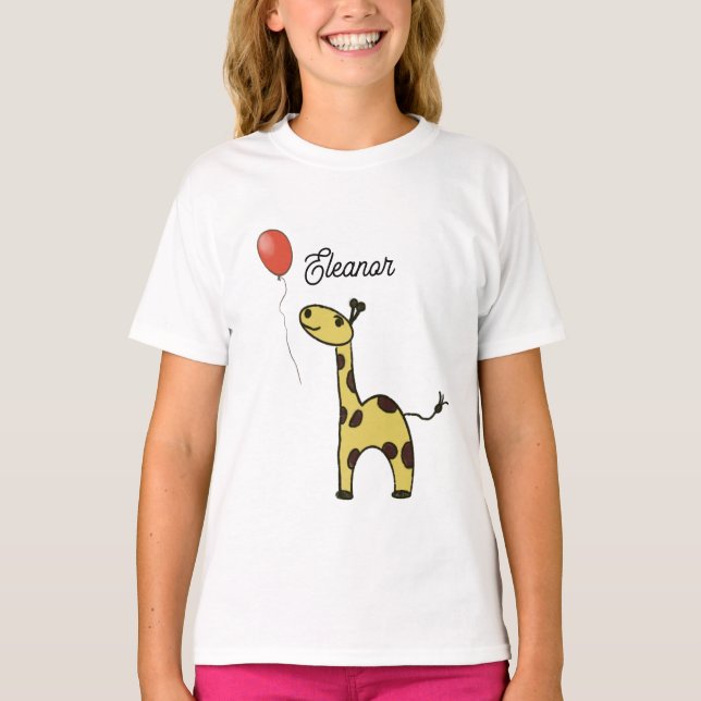 T-shirt petite girafe mignonne avec ballons Chemise (Devant)