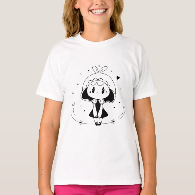 T-shirt Petite mignonne fille Anime (Devant)