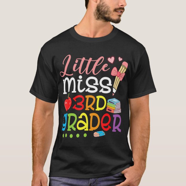 T-shirt Petite Miss 3e Année Retour À L'École Filles Trois (Devant)