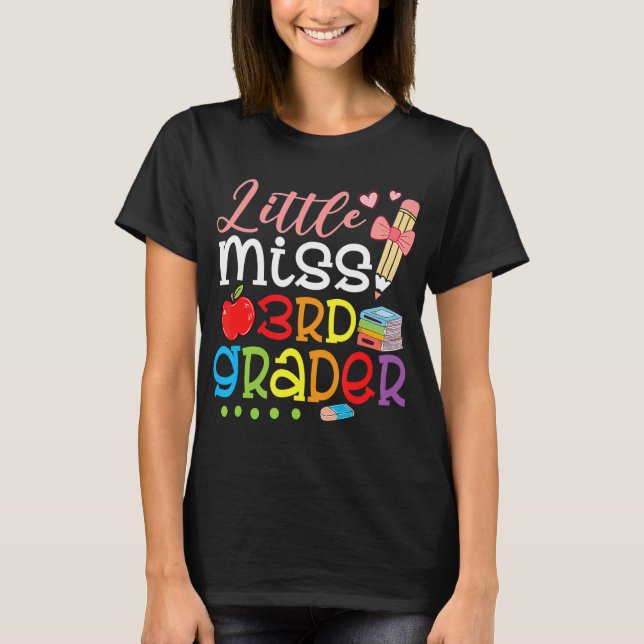 T-shirt Petite Miss 3e Année Retour À L'École Filles Trois (Devant)