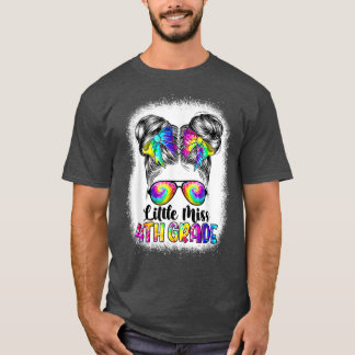 T-shirt Petite Miss 4e Année Messy Bun Girl Retour À L'Éco