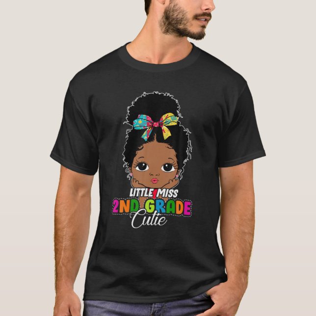 T-shirt Petite Miss Cutie De 2E Année Fille Noire Retour À (Devant)