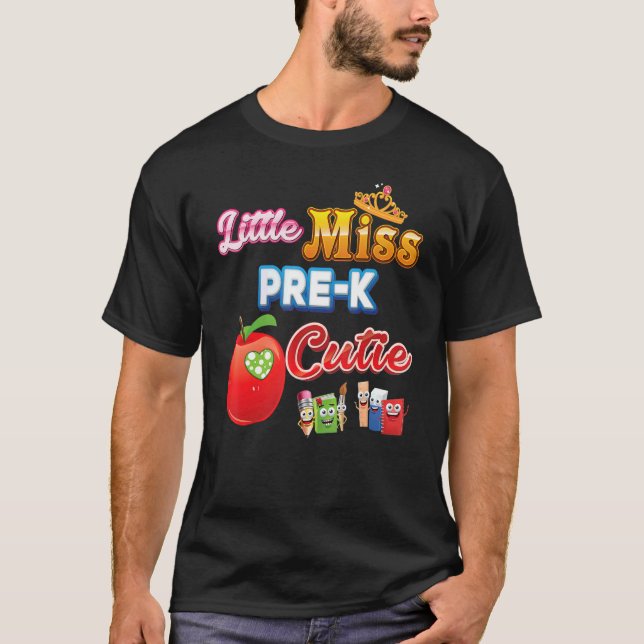 T-shirt Petite Miss Pré K Cutie Cute Kid Retour À L'École  (Devant)