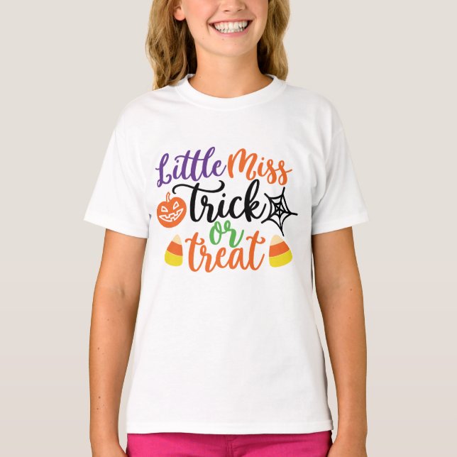 T-shirt Petite Miss Trick ou Traiter l'Halloween amusant (Devant)