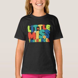 T-shirt Petite Miss Trois Jeune Fille Anniversaire Tourne