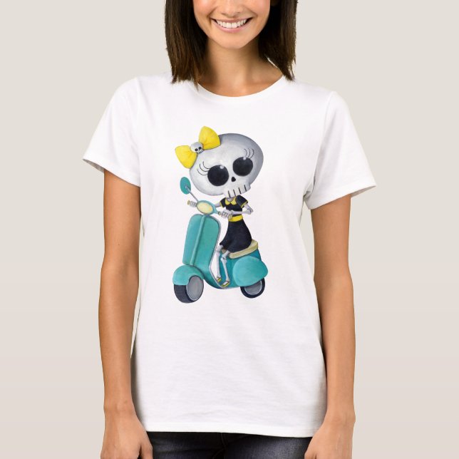 T-shirt Petite Mlle Death sur le scooter (Devant)