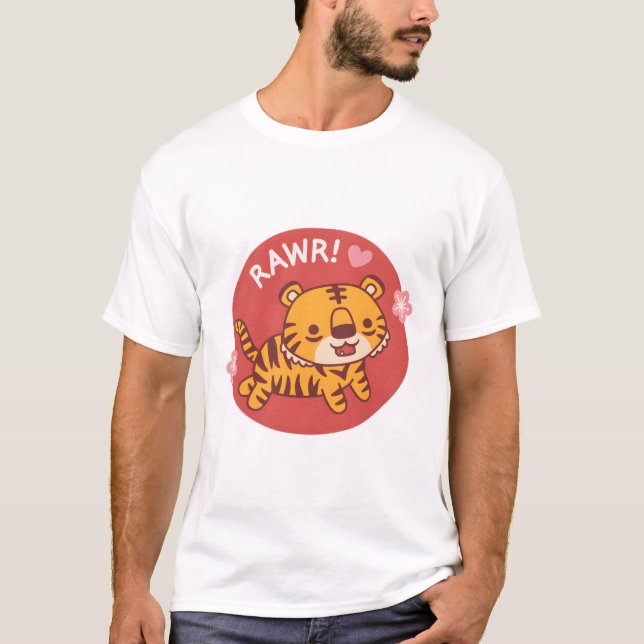 T-shirt Petite Rawr Tiger Fleurs Sakura (Devant)