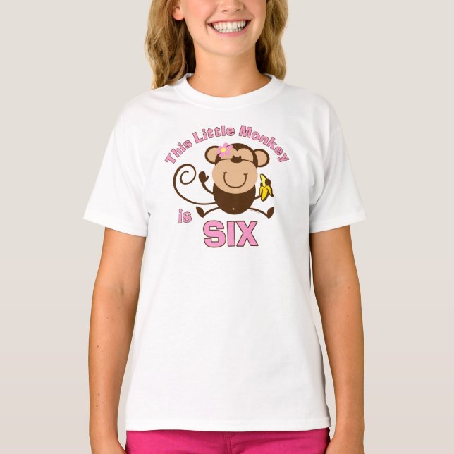 T-shirt Petite singe 6e fille anniversaire (Devant)