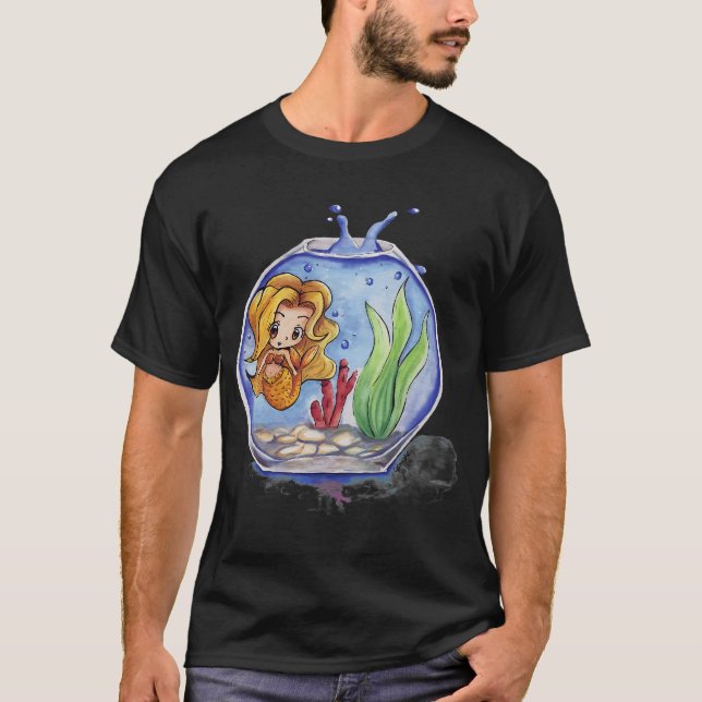 T-shirt Petite Sirène dans un aquarium (Devant)