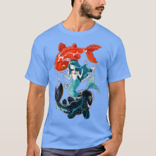 T-shirt Petite sirène et poisson de Koi