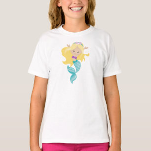 T-shirt Petite Sirène, Mignonne Sirène, Cheveux Blonde, Co