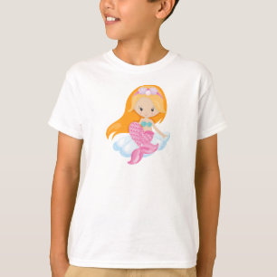 T-shirt Petite Sirène, Mignonne Sirène, Cheveux Orange, Co