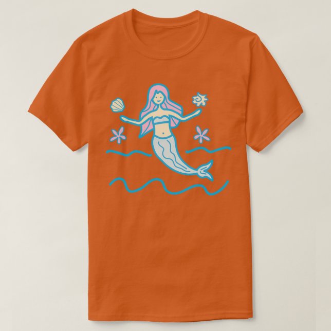 T-shirt Petite sirène sous Sirène (Design devant)