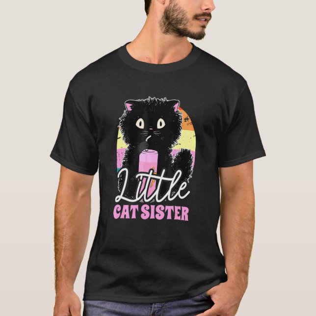 T-shirt Petite Soeur Chat Avec Un Chat (Devant)
