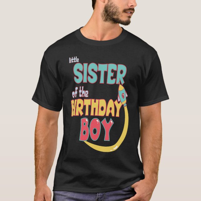 T-shirt Petite Soeur D'Anniversaire Robket Space Rocket Ma (Devant)