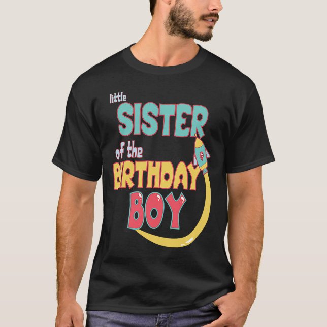 T-shirt Petite Soeur D'Anniversaire Robket Space Rocket Ma (Devant)