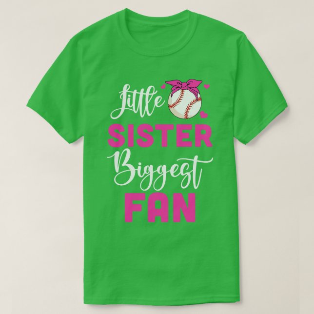 T-shirt Petite Soeur Plus Grande Fan De Baseball Fille (Design devant)