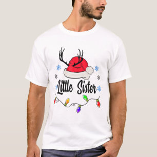 T-shirt Petite soeur Santa Hat Reindee Famille de Noël
