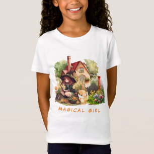 T-Shirt Petite Sorcière Et Renard Mignon   Fille Magique 