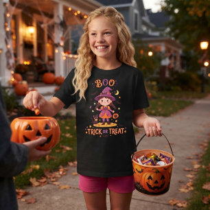 T-shirt Petite sorcière. Hou. Des friandises ou un sort. 