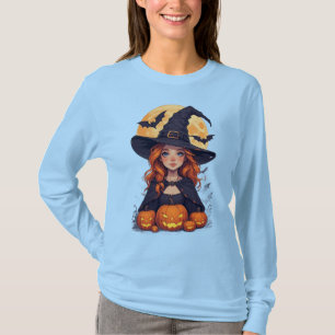 T-shirt Petite Sorcière Mignonne Citrouille Chauve-Souris