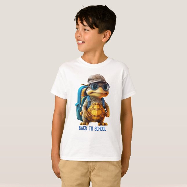 T-shirt Petite Tortue Aventurée avec sac à dos, (Devant entier)