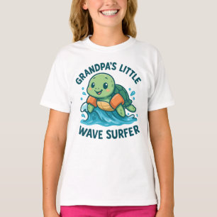 T-shirt Petite tortue surfeuse de petite vague de papy