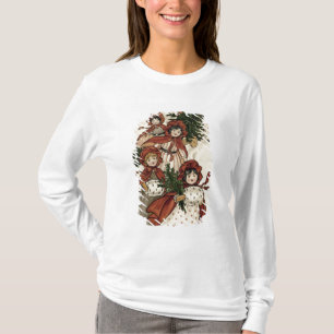 T-shirt Petites filles avec le houx et l'arbre de Noël
