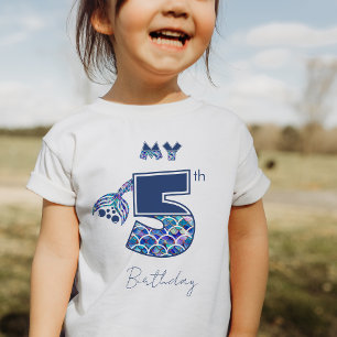 T-Shirt Petites filles de sirènes colorées 5e anniversaire