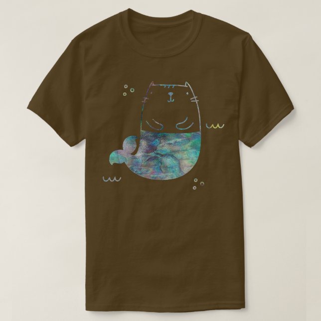 T-shirt Petites filles Tee MerKitty Mermaid Chat Turquoise (Design devant)