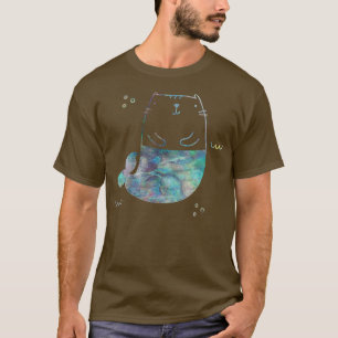 T-shirt Petites filles Tee MerKitty Mermaid Chat Turquoise