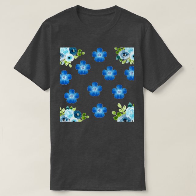 T-shirt Petites fleurs bleues (Design devant)