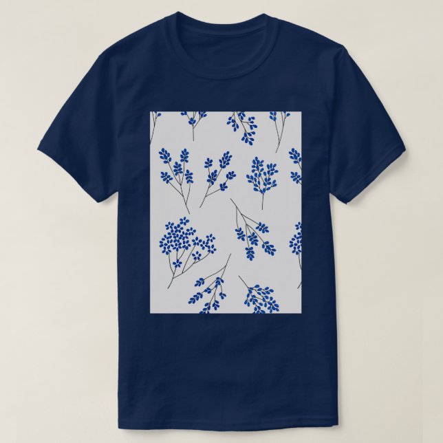 T-shirt Petites fleurs bleues blanches (Design devant)