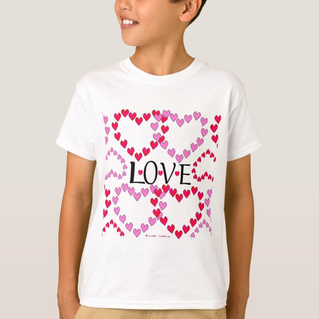 T-shirt Petits coeurs rose rouge AMOUR (Devant)