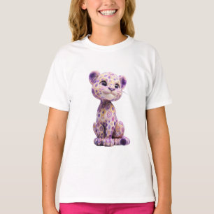 T-shirt Petits Cubes Léopard Tourbillon Violet Fantaisiste