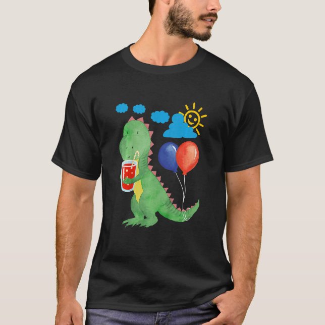 T-shirt Petits dinosaure mignon avec boisson rafraîchissan (Devant)