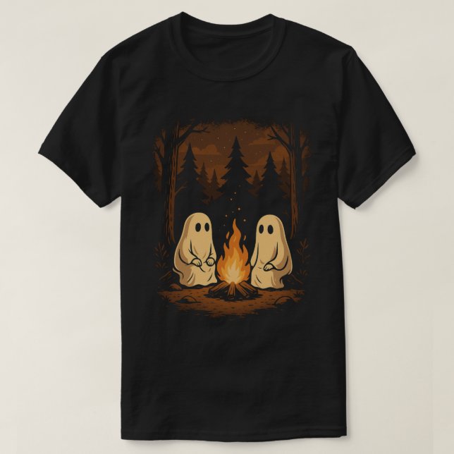 T-shirt Petits Fantômes Autour du Feu de Camp Halloween (Design devant)
